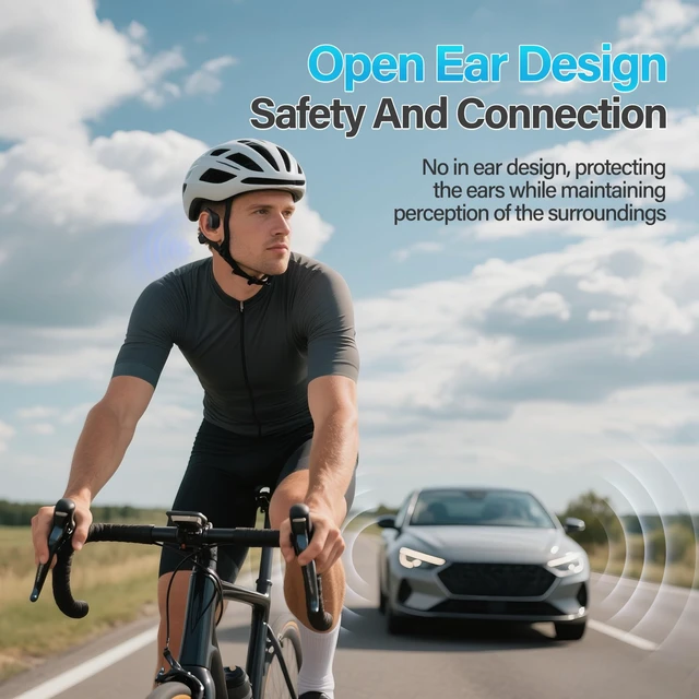 Alt view image 5 of 5 - Cevinily Bone Conduction Headphones - Bluetooth 5.4 Wireless Open-Ear Headphones with Microphone, IPX5 Sweatproof Running Headset, 12Hrs Battery Life for Cycling, Hiking, Workout & Sports (Blac