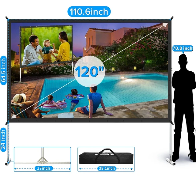 Alt view image 2 of 5 - JWSIT Rear Projector Screen 120inch,Outdoor Movie Screen with 3-Layers PVC