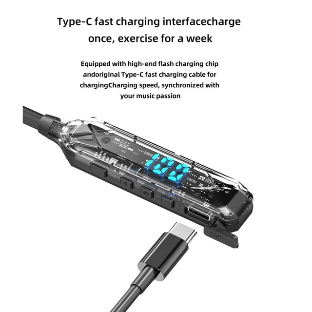 Alt view image 3 of 5 - Neckband Bluetooth Headphones 6.0 Bluetooth 120 Hours Playtime with Microphone with Display Magnetic Earphones 200 Hours Playtime IPX7 Sports Waterproof in-Ear Neckband Earbuds with TF Card Slot