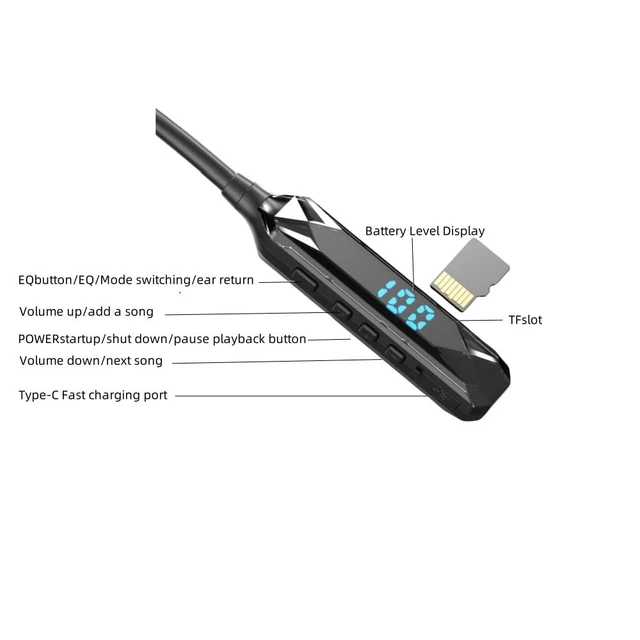 Alt view image 5 of 5 - Neckband Bluetooth Headphones 6.0 Bluetooth 120 Hours Playtime with Microphone with Display Magnetic Earphones 200 Hours Playtime IPX7 Sports Waterproof in-Ear Neckband Earbuds with TF Card Slot