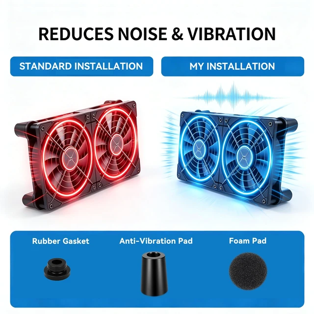 Alt view image 5 of 5 - HGUOPIE 2 Pack 120mm Cabinet Cooling Fan, 166 CFM High Airflow Hydraulic Quiet Fan with Variable Speed Controller, AC 100-240V Plug & Play for Server Rack, Cabinet, NAS, Router, Greenhouse