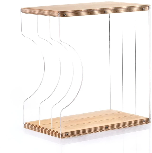 Main image of Vinyl Record Storage Holder,Stacks up to 30 Albums, Solid Wood & Clear Acrylic,Canbe stack,Premium Display, Simple and Contemporary Concept Design for 12 Records LP, DVDs, or CDs (composite board, 3)