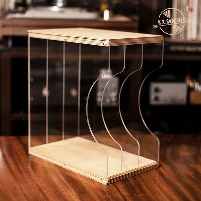 Alt view image 5 of 5 - Vinyl Record Storage Holder,Stacks up to 30 Albums, Solid Wood & Clear Acrylic,Canbe stack,Premium Display, Simple and Contemporary Concept Design for 12 Records LP, DVDs, or CDs (composite board, 3)