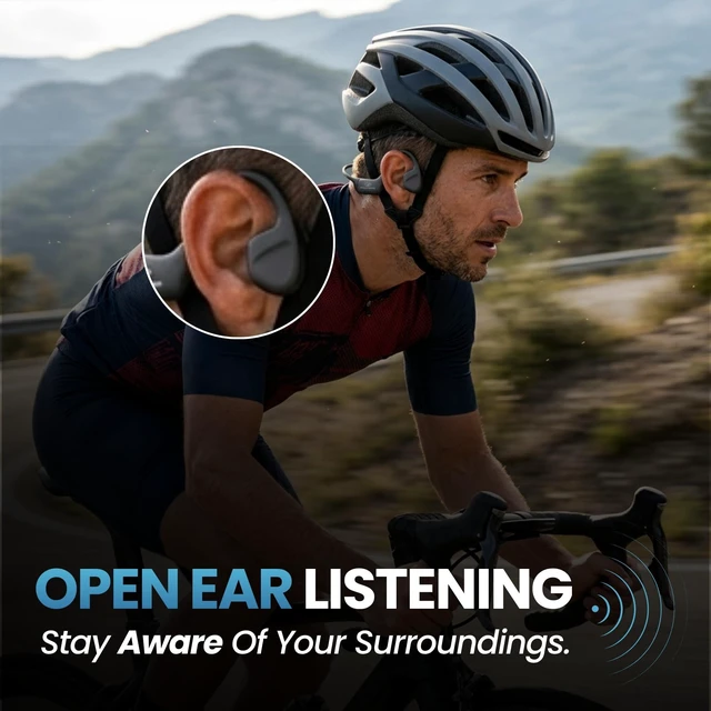 Alt view image 2 of 5 - WALLA SOUND Bone Conduction Headphones with Mic, Waterproof Swim MP3 32GB