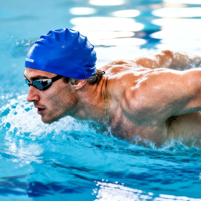 Alt view image 2 of 5 - DOOGEEEco Bone Conduction Headphones IP68 Waterproof Swimming Headphones,10H Running Headphones Bluetooth 5.4 Open Earphones 32GB MP3 Dual Modes for Cycling,Underwater Swimming,Fitness (DGERY)