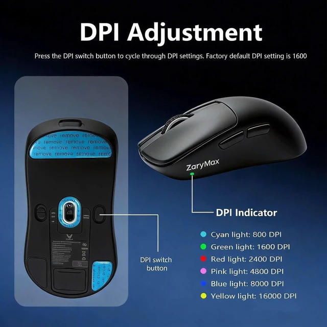 Alt view image 3 of 5 - ZaryMax NEO V1 Bluetooth Mouse,Tri-Mode BT/2.4G, 55g,12000DPI, RGB,Black