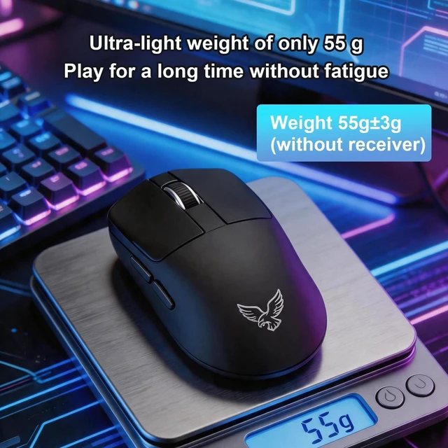 Alt view image 5 of 5 - ZaryMax NEO V1 Bluetooth Mouse,Tri-Mode BT/2.4G, 55g,12000DPI, RGB,Black