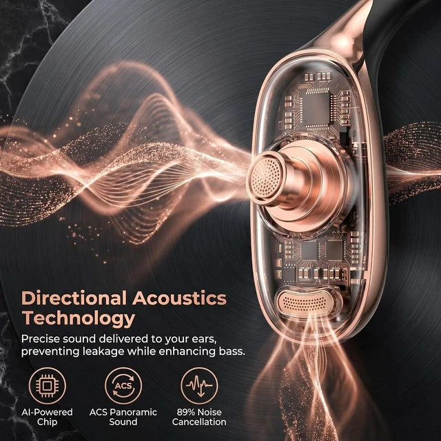 Alt view image 5 of 5 - NE35 Open Ear Earbuds Bluetooth 6.0 Headphones, AI Translation Earbuds Real Time with 6 Translation Modes & 164 Language, 60H Playtime, Wireless Ear Earbuds for Travel, Meeting Sport & Learning