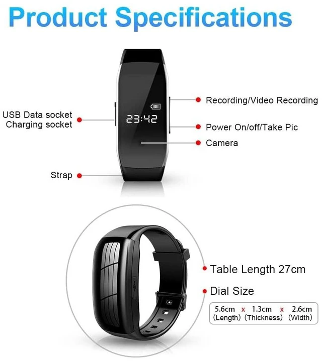Alt view image 3 of 5 - Schenke Spy Camera Hidden Camera Watch 32GB Portable Small Nanny Cam Small Security Hidden Camera Body Pet HD 1080P Camera for Home Outdoor Office, Mini Spy Cam for Security Indoor