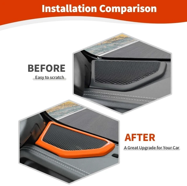 Alt view image 2 of 5 - RT-TCZ for Jeep JL A Pillar Speaker Trim Cover Orange for Jeep Wrangler JL JLU 2018+ for Gladiator JT 2020+ Orange Interior Accessories 2pcs