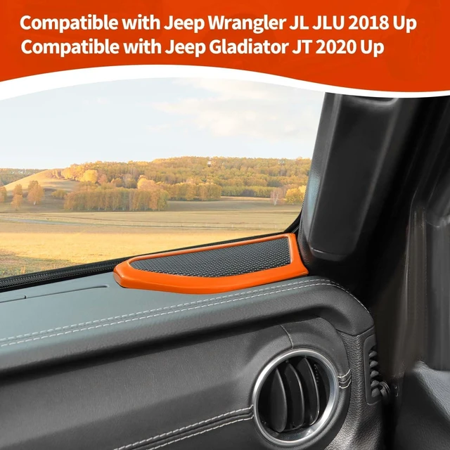Alt view image 4 of 5 - RT-TCZ for Jeep JL A Pillar Speaker Trim Cover Orange for Jeep Wrangler JL JLU 2018+ for Gladiator JT 2020+ Orange Interior Accessories 2pcs
