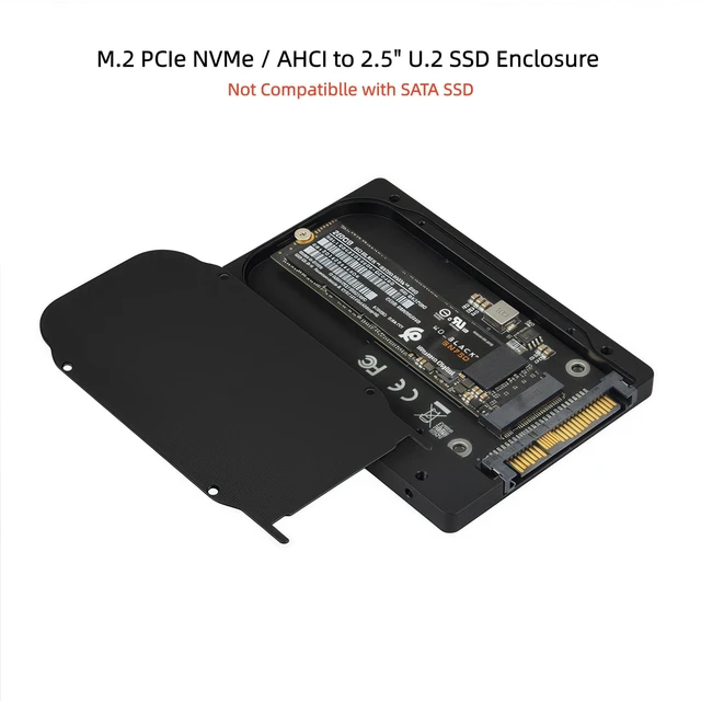 Alt view image 2 of 5 - GEEHOOD M.2 PCIe 4.0 3.0 NVMe SSD to U.2 (SFF-8639) 2.5 Inch Enclosure, Only for M.2 PCI-e Bus NVMe or AHCI Protocol SSD, Not Compatible with SATA SSD nor SAS Controllers