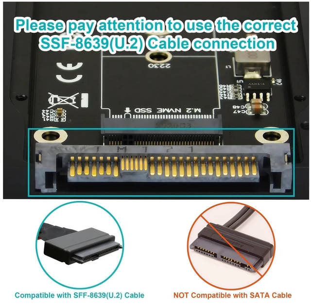Alt view image 4 of 5 - GEEHOOD M.2 PCIe 4.0 3.0 NVMe SSD to U.2 (SFF-8639) 2.5 Inch Enclosure, Only for M.2 PCI-e Bus NVMe or AHCI Protocol SSD, Not Compatible with SATA SSD nor SAS Controllers