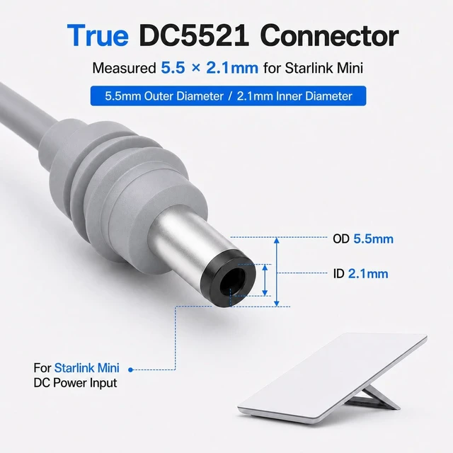 Alt view image 2 of 5 - EARLA TEC Starlink Mini USB C to DC Cable, Replacement Power Cord 18AWG Waterproof Compatible with 100W+ PD Source 16.4FT/5M