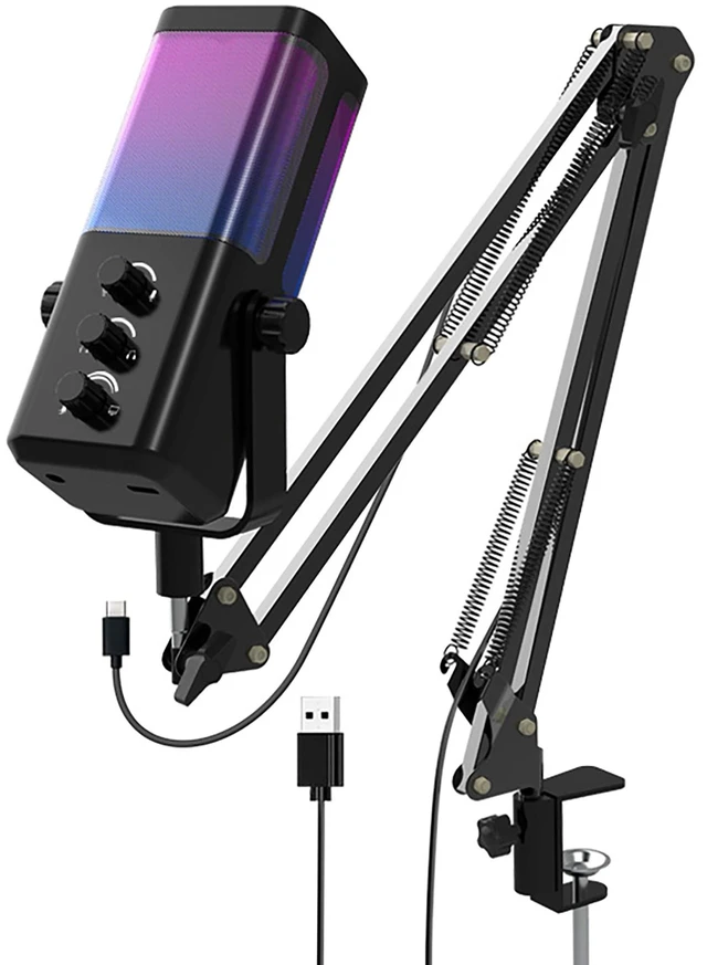 Main image of LENOLL USB Gaming Mic with Boom Arm, ENC Noise Canceling & RGB Lighting