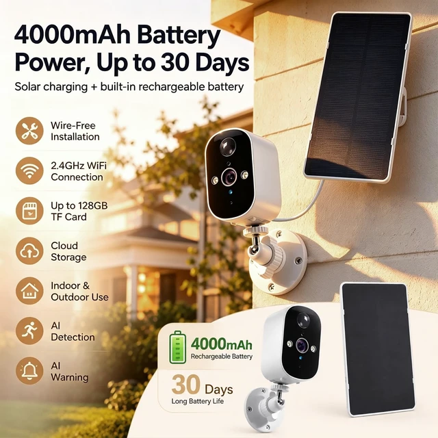 Alt view image 2 of 5 - SolarPowered Outdoor Sec Cam,3MP,Color Night Vision,2Way Audio,IP65,2PK