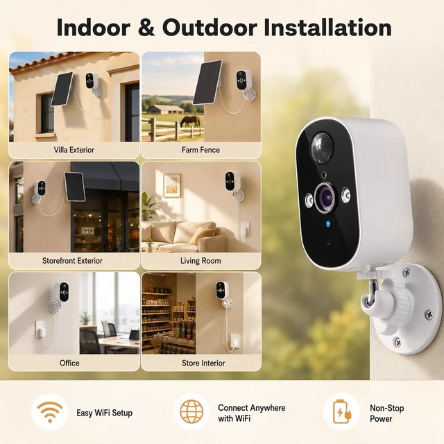 Alt view image 3 of 5 - SolarPowered Outdoor Sec Cam,3MP,Color Night Vision,2Way Audio,IP65,2PK
