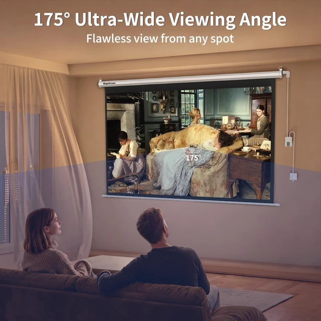 Alt view image 3 of 5 - 100" 16:9 Motorized Projector Screen with Dual-Side Power Inlet