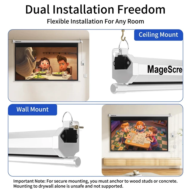 Alt view image 4 of 5 - 100" 16:9 Motorized Projector Screen with Dual-Side Power Inlet
