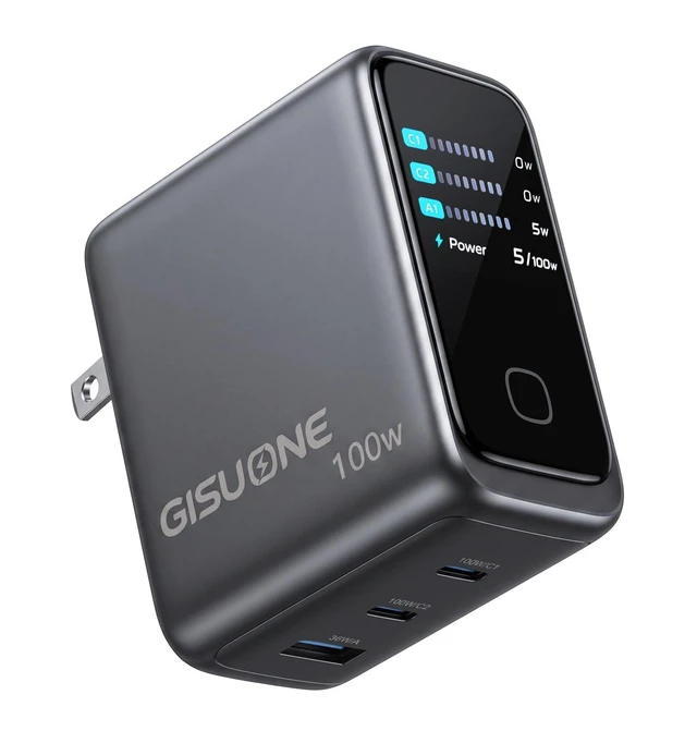 Main image of GISUONE 100W GaN USB-C Smart Charger, 4-Port Compact Foldable Fast Charging for MacBook Pro/Air, iPad Pro, iPhone, Galaxy, Pixel 10/9, Steam Deck, Pixelbook & More