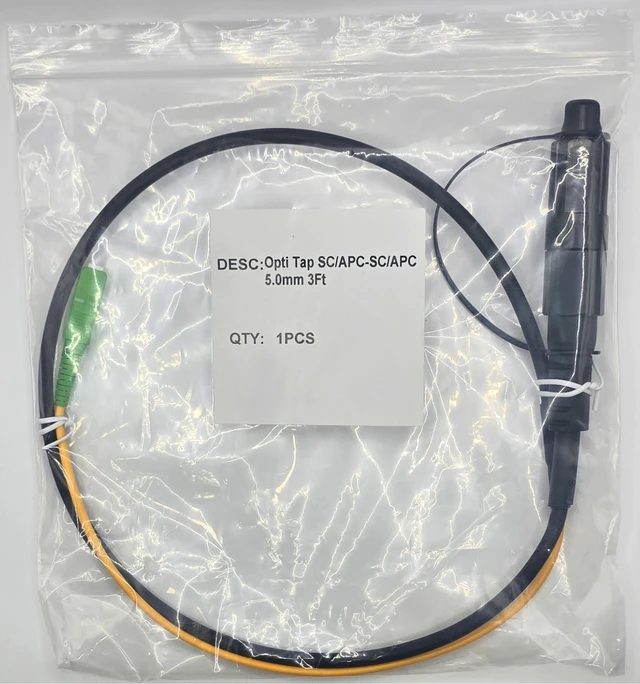 Alt view image 4 of 4 - Fiber Patch Cable Opti Tap, 0.3M (1FT), Simplex SMF(G.657.A2), Opti-Tap SC/APC to Single SC/APC with 5.0MM LSZH Jacket, 2M, Test Cable
