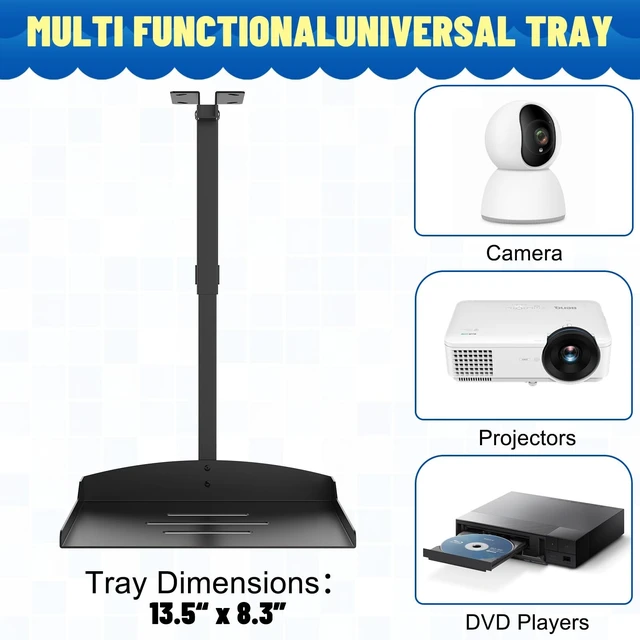 Alt view image 2 of 5 - Adjustable Height Projector Ceiling Mount for Home Theater Or Office(Black)