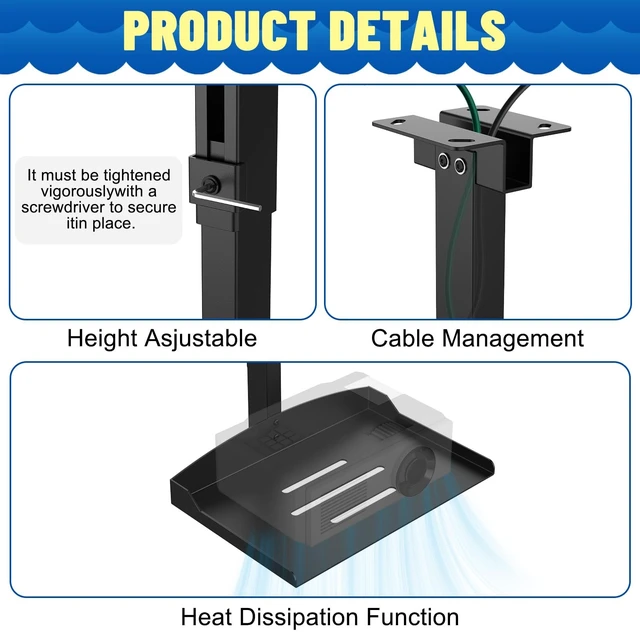 Alt view image 3 of 5 - Adjustable Height Projector Ceiling Mount for Home Theater Or Office(Black)