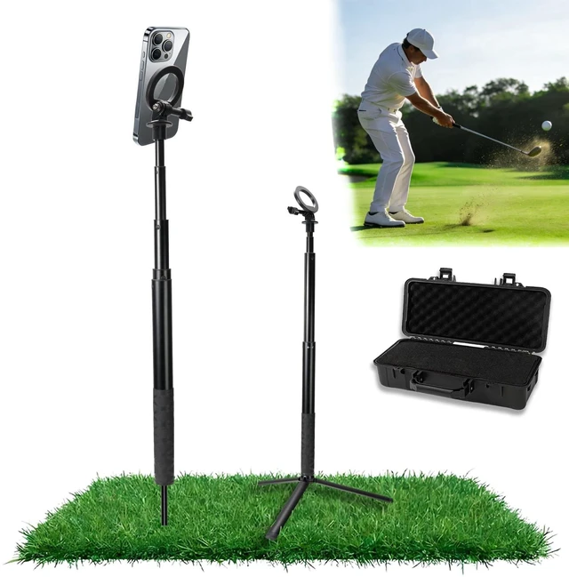 Main image of Magnetic Golf Swing Selfie Stick, Adjustable Aluminum Monopod Tripod with Metal Ground Spike, for Golf Training & Video Recording