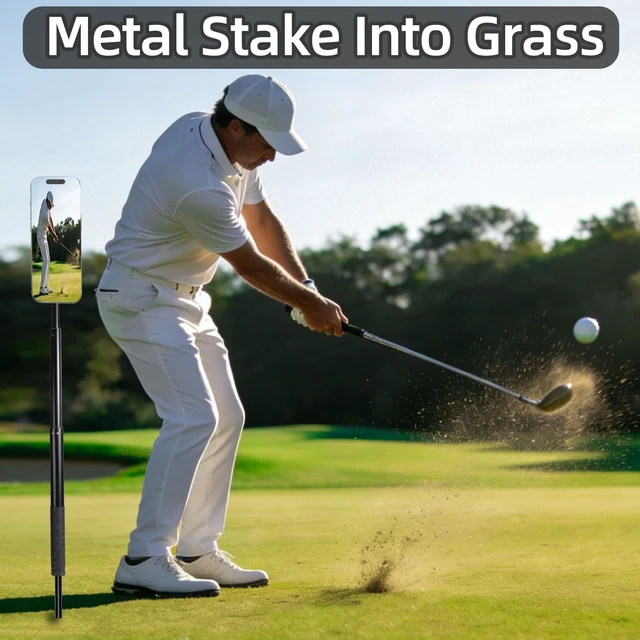 Alt view image 3 of 5 - Magnetic Golf Swing Selfie Stick, Adjustable Aluminum Monopod Tripod with Metal Ground Spike, for Golf Training & Video Recording