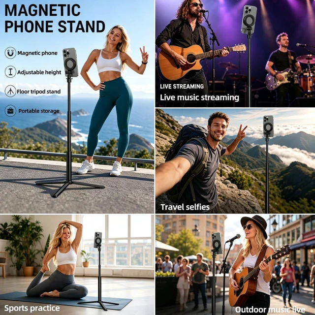 Alt view image 4 of 5 - Magnetic Golf Swing Selfie Stick, Adjustable Aluminum Monopod Tripod with Metal Ground Spike, for Golf Training & Video Recording