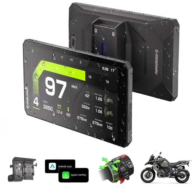 Main image of RiderNav R7M 7" Wireless Motorcycle CarPlay & Android Auto for BMW Motorcycles - Native Wonder Wheel & Action Camera Control (GoPro/Insta360)^^ TPMS/RPM^^ OTA Updates^^1200-Nit IP69K GPS ^^ N