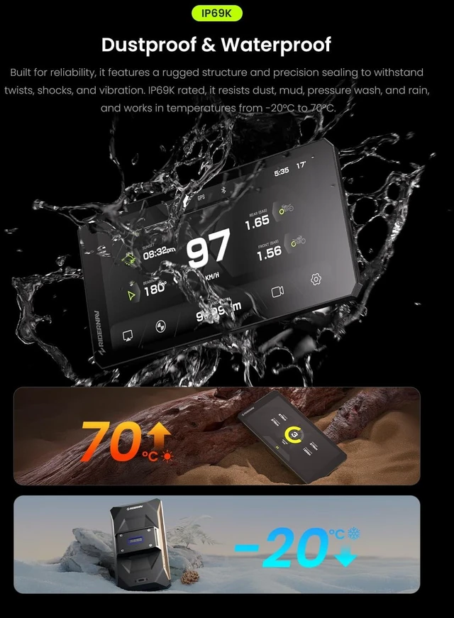 Alt view image 3 of 5 - RiderNav R7M 7" Wireless Motorcycle CarPlay & Android Auto for BMW Motorcycles - Native Wonder Wheel & Action Camera Control (GoPro/Insta360)^^ TPMS/RPM^^ OTA Updates^^1200-Nit IP69K GPS ^^ N