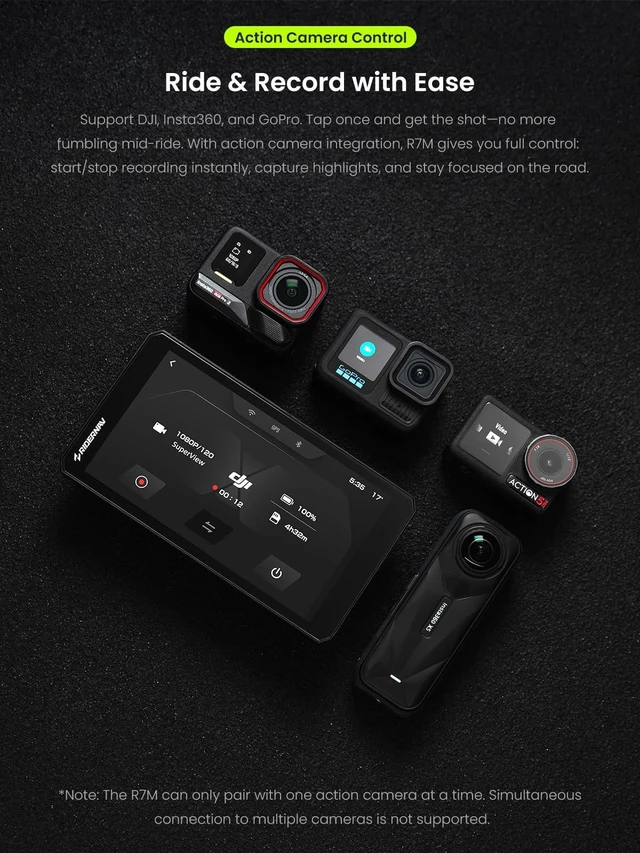 Alt view image 4 of 5 - RiderNav R7M 7" Wireless Motorcycle CarPlay & Android Auto for BMW Motorcycles - Native Wonder Wheel & Action Camera Control (GoPro/Insta360)^^ TPMS/RPM^^ OTA Updates^^1200-Nit IP69K GPS ^^ N