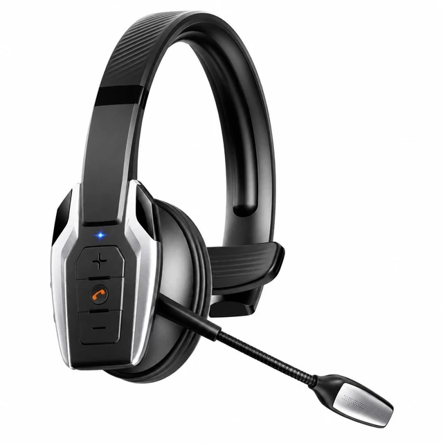 Main image of Bytewave shop Trucker Bluetooth Headset, Bluetooth 6.0 Wireless Headset with ENC Noise Cancelling Mic, 58H Play Time, Hands-Free Headset for Truck Drivers, Office Calls & Driving-Silver