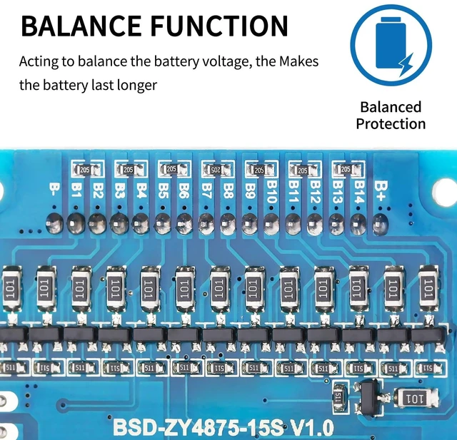 Alt view image 4 of 5 - Bisida 20S BMS 64V 100A Lifepo4 Battery Management System PCB Protection Board with Balance Wire and NTC,Ten Functional protections, Common Port, for Lifepo4 Battery Pack (20S 64V 100A)