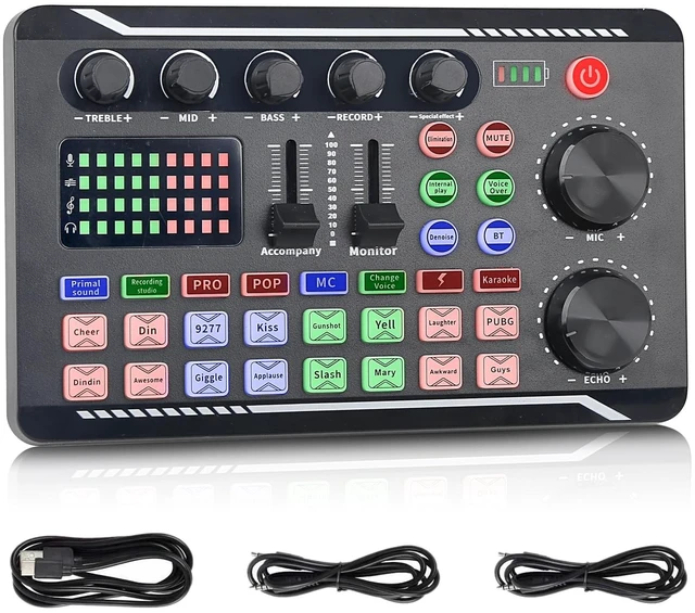 Main image of jindaaudio Professional Live Sound Card, Audio Mixer and Audio Interface with DJ Mixer Effects, Voice Changer - Studio Equipment for Streaming/Podcasting/Gaming