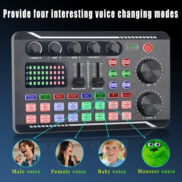 Alt view image 4 of 5 - jindaaudio Professional Live Sound Card, Audio Mixer and Audio Interface with DJ Mixer Effects, Voice Changer - Studio Equipment for Streaming/Podcasting/Gaming