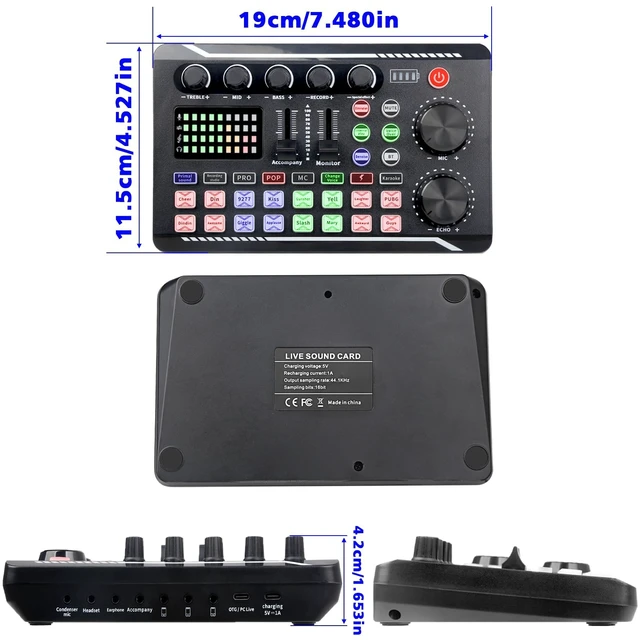 Alt view image 5 of 5 - jindaaudio Professional Live Sound Card, Audio Mixer and Audio Interface with DJ Mixer Effects, Voice Changer - Studio Equipment for Streaming/Podcasting/Gaming