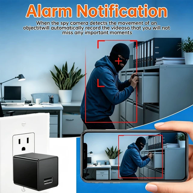 Alt view image 2 of 5 - USB Charger Camera 1080P FHD WiFi Hidden Nanny Cam with App Live View, Motion Detection & Night Vision, Wireless Mini Security Camera for Home Office Baby Pet Monitoring