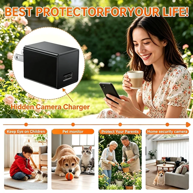 Alt view image 4 of 5 - USB Charger Camera 1080P FHD WiFi Hidden Nanny Cam with App Live View, Motion Detection & Night Vision, Wireless Mini Security Camera for Home Office Baby Pet Monitoring