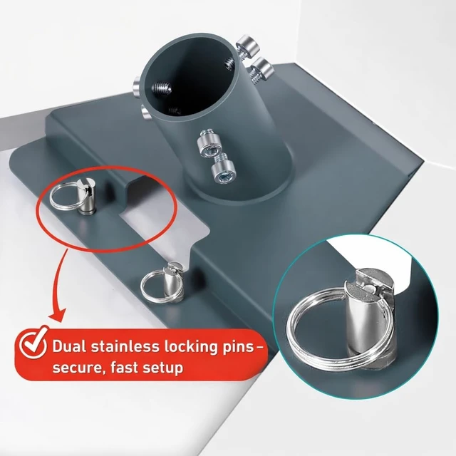Alt view image 3 of 5 - YIILII Starlink Gen 3 Pipe Adapter, Compatible with Standard 4/4X/V4/Enterprise, Heavy Duty Steel, Metal Locking Pins, 1.1"-1.57" Pole, Adapter Only