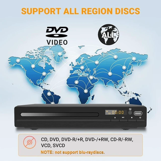 Alt view image 5 of 5 - DVD Player, HDMI Region Free DVD Players for Smart TV, 1080P Upscaling