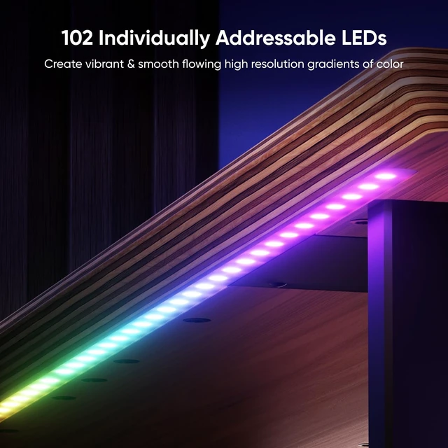 Alt view image 4 of 5 - Nanoleaf Smart Monitor Stand, Wood Riser, RGB LED Task & Ambient Light