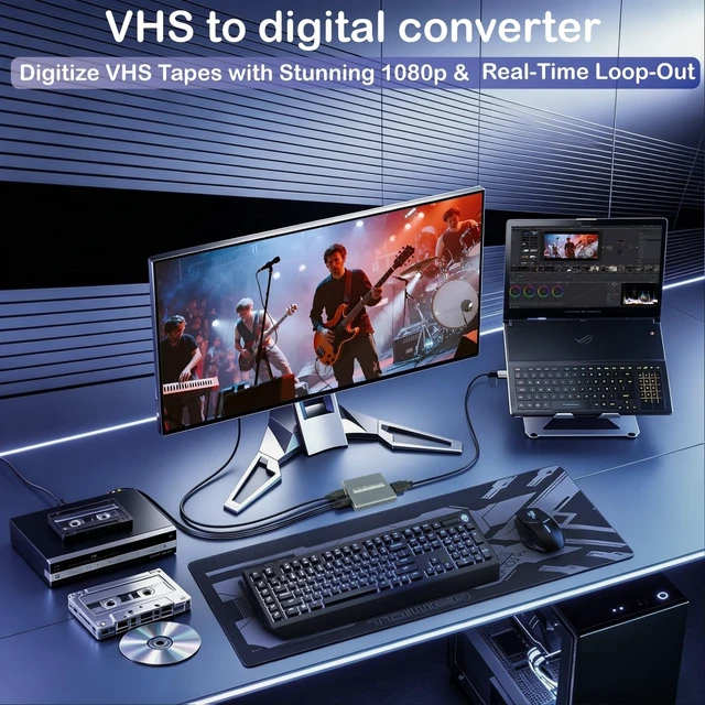 Alt view image 3 of 5 - VHS to Digital Capture Card, USB 1080P Video Capture Card for VCR Hi8 DVD