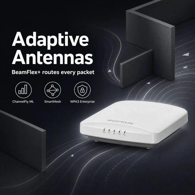 Alt view image 5 of 5 - Ruckus R550 Wi-Fi 6 Indoor Access Point, Dual-Band 2x2:2 MU-MIMO, Up to 1Gbps, 2x1GbE & USB, WPA3, 802.11ax/ac/n, PoE, Model 9U1-R550-US00, Cloud Care Pre-Configured Bundle Eligible