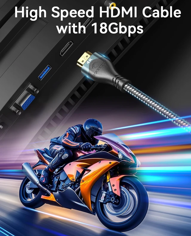 Alt view image 5 of 5 - HXRKDEV 4K HDMI Cable 85Ft, Ultra High Speed HDMI Cable 2.0 Cord Braided (18Gbps), 4K@60Hz, Gold Plated Connector 3D ARC Ethernet HDMI Cord for HD TV Monitor Laptop Xbox PS4/PS5 ect(25.9m)