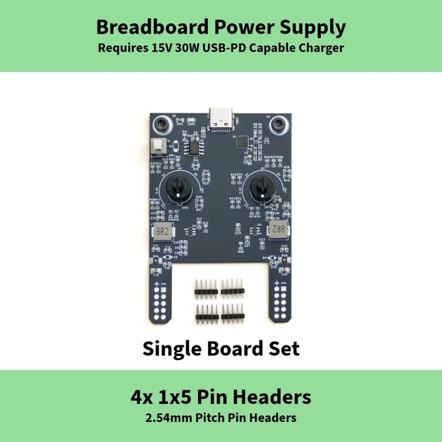 Alt view image 2 of 5 - Bintronics USB-C Adjustable 12V/9V/6V/5V/3.3V/1.5V 2A Total Output Breadboard Power Supply USB-C PD Compatible with Raspberry Pi, Pico W, ESP32