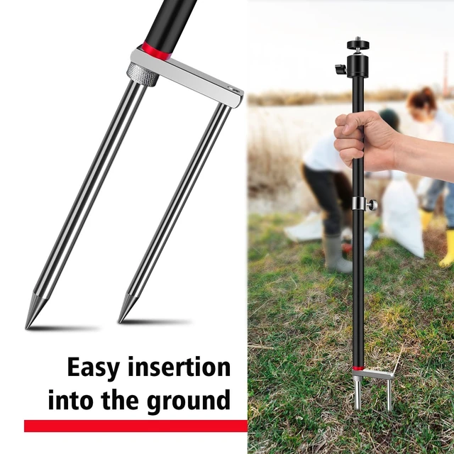 Alt view image 4 of 5 - Adfitjo Game & Trail Camera Mount, 3 in 1 Aluminum 360 Degree Rotation Trail Camera Stand Mount Ground Holder, Thread Connection 1/4''-20 (6 mm) for Hunting Cameras, Night Fishing Light etc.(2 Pack)