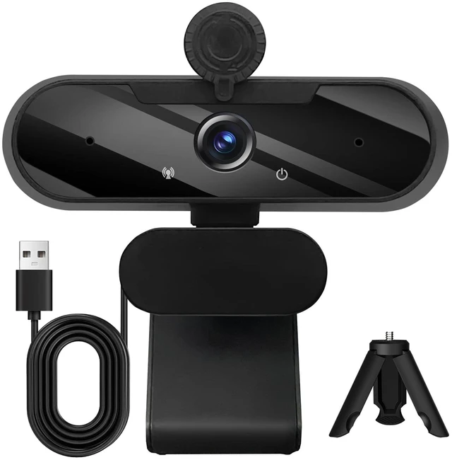 Main image of Gowzmnd HD 1080P Webcam with Built-in Microphone and Rotatable Tripod, 1080P Video and Wide Angle Camera, Privacy Cover, for Desktop PC or Laptop Computer Black