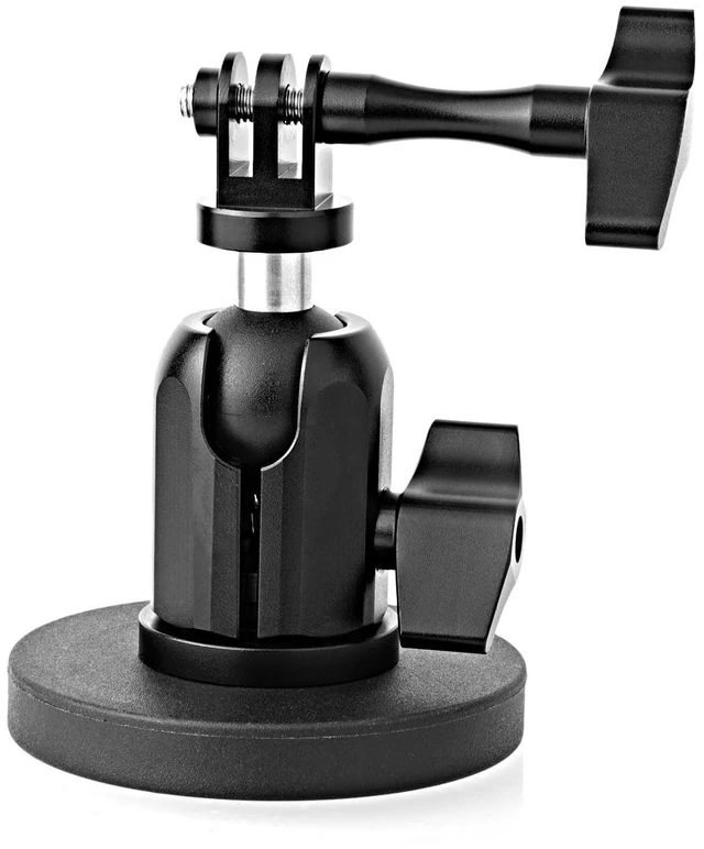 Main image of SKYJFFJ Magnetic Camera Mount for GoPro DJI Insta360 Akaso Aluminum Action Camera Tripod Adapter Mini Ball Head Super Strong Rubber Coating Neodymium Magnet for Car 1/4-20 Male Thread Stud